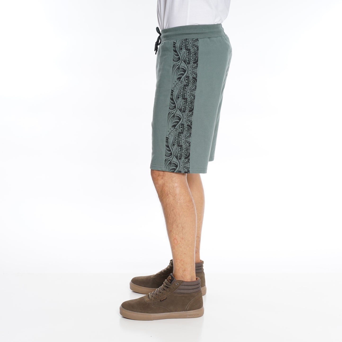 MEN SHORT SOLID COLOR W/CORD AND POLINESICO SIDE PRINT